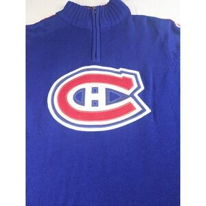 Montreal Canadiens Hoodie Official NHL Blue Size Large W/Large Logo Knit Sweater